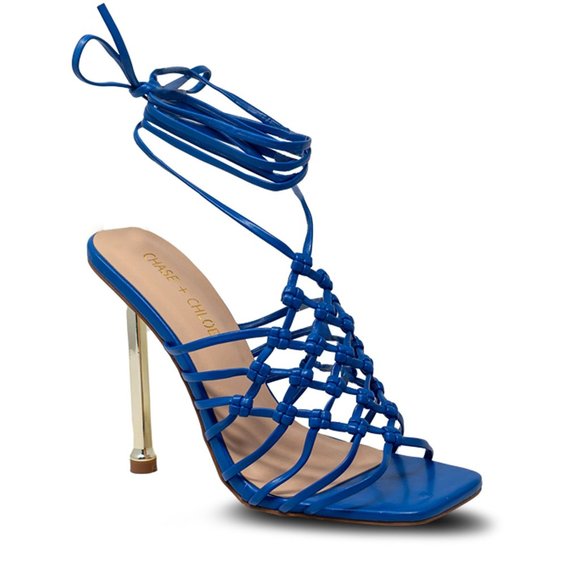 Wrap Up Caged Woven Strap Heel - Picture 2 of 4